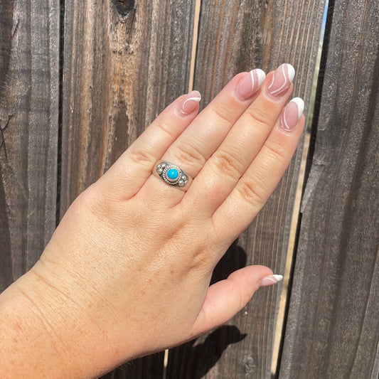 Handcrafted Sterling Silver Kingman Turquoise Band Ring