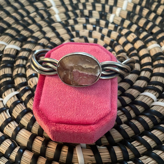 Handcrafted Sterling Silver And Rhodochrosite Cuff Bracelet