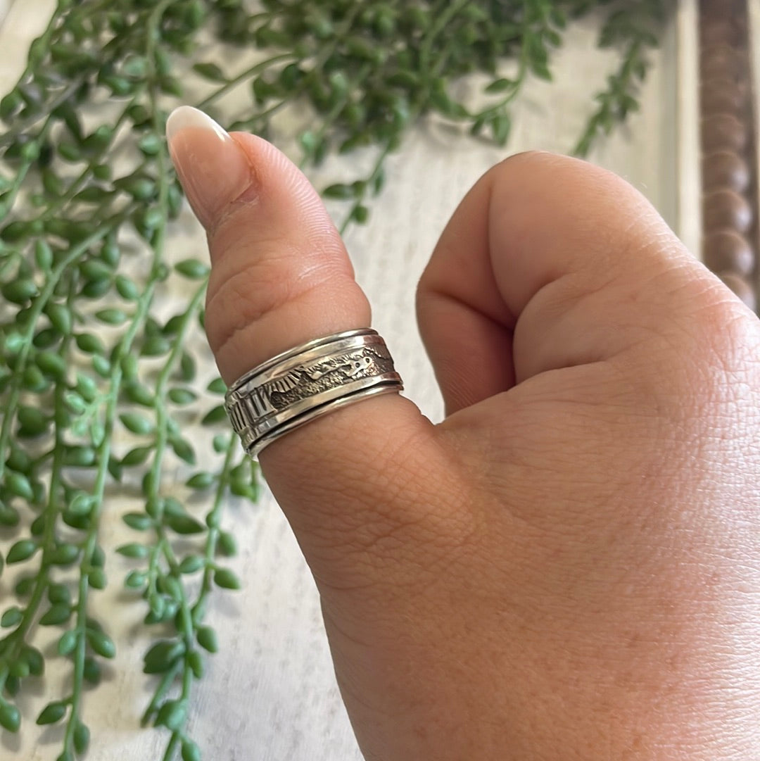 Handcrafted  Sterling Silver Band Ring Signed
