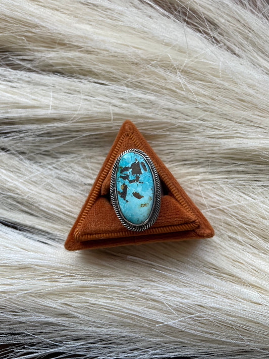 Handcrafted Handmade Royston Turquoise Oval Ring Size 8
