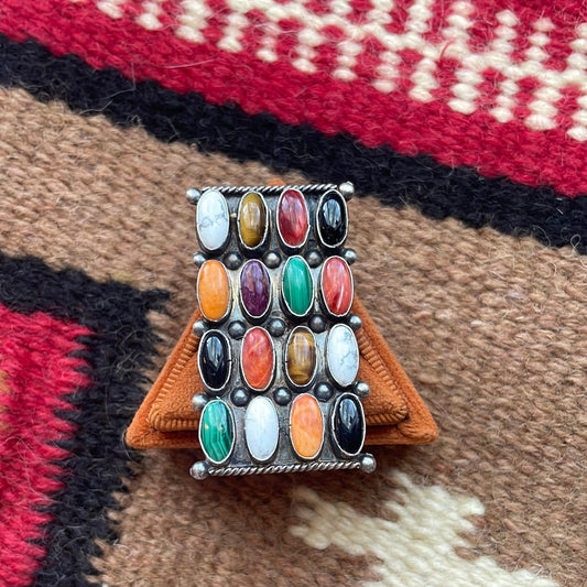 Handcrafted Sterling Silver Multi Stone Cluster Ring Size 9 Signed Jacqueline Silver