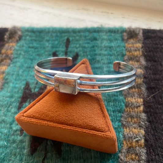 Handcrafted Spice And Sterling Silver Bar Adjustable Bracelet Cuff