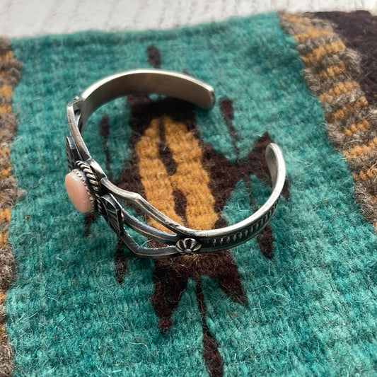 K Billah Navajo Pink Conch & Sterling Silver Adjustable Cuff Bracelet