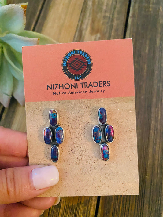 Handcrafted Pink Dream Mohave & Sterling Silver Post Earrings