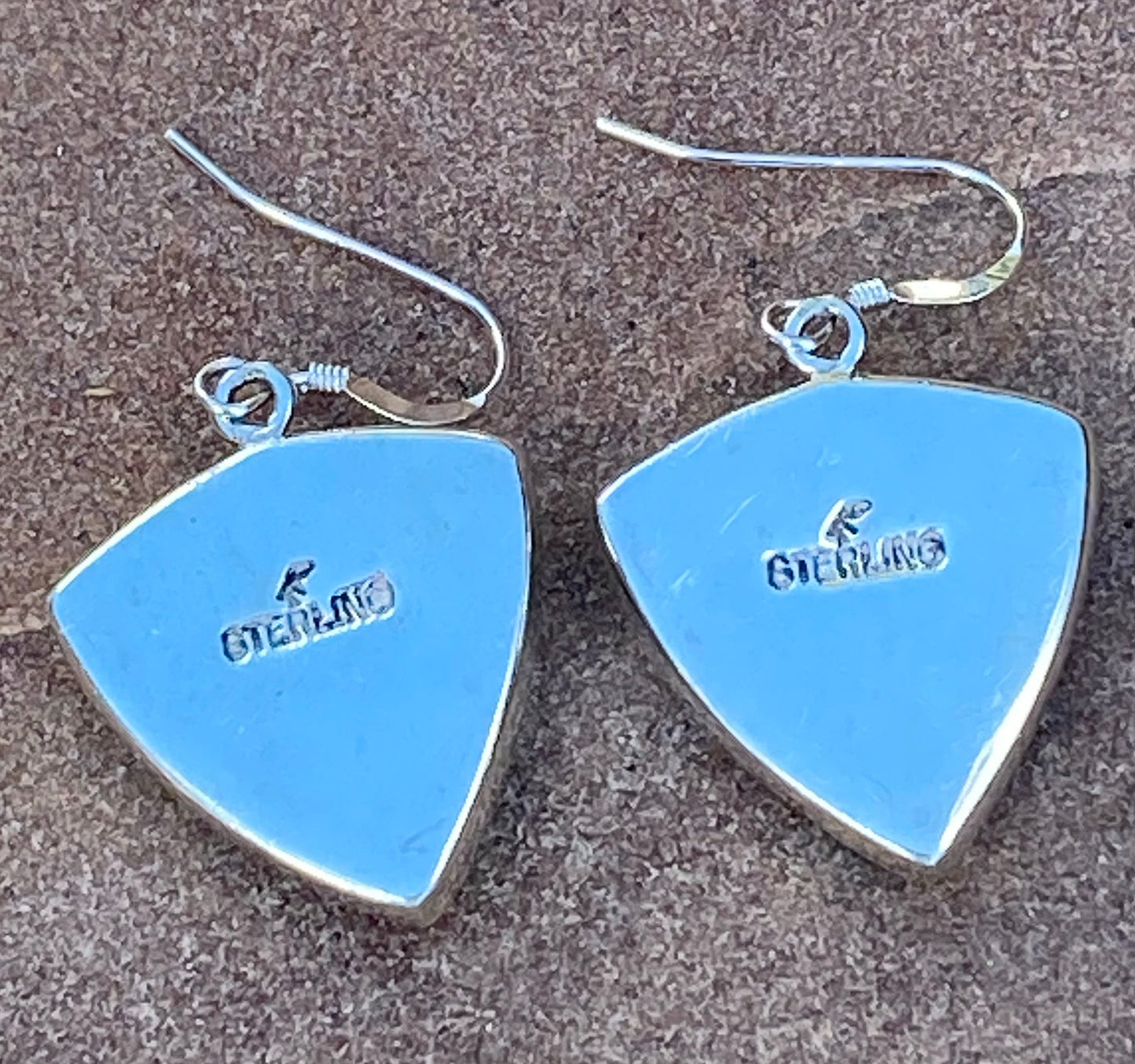 Handcrafted Turquoise 8 & Sterling Silver Shield Dangle Earrings