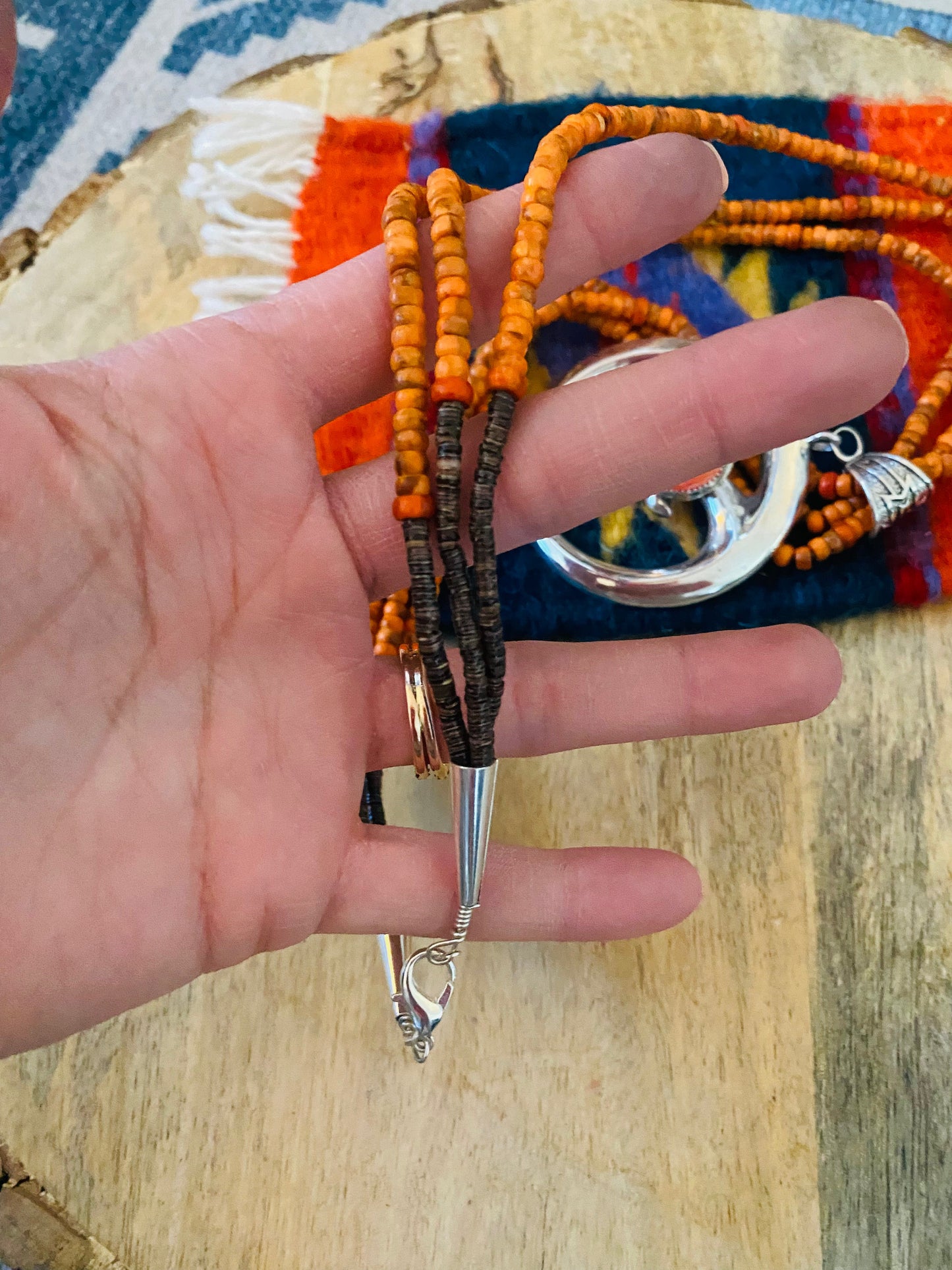 Handcrafted Sterling Silver & Spiny Beaded Naja Necklace