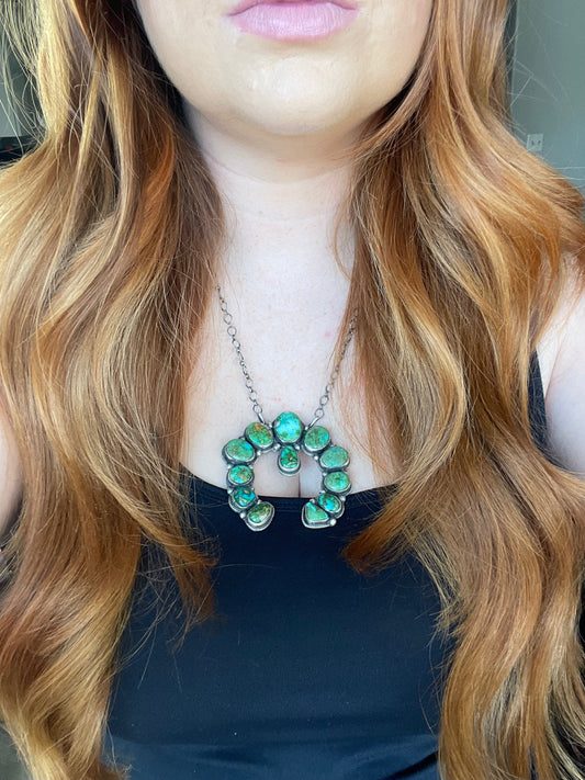 Handcrafted Sonoran Mountain Turquoise & Sterling Silver Naja Necklace