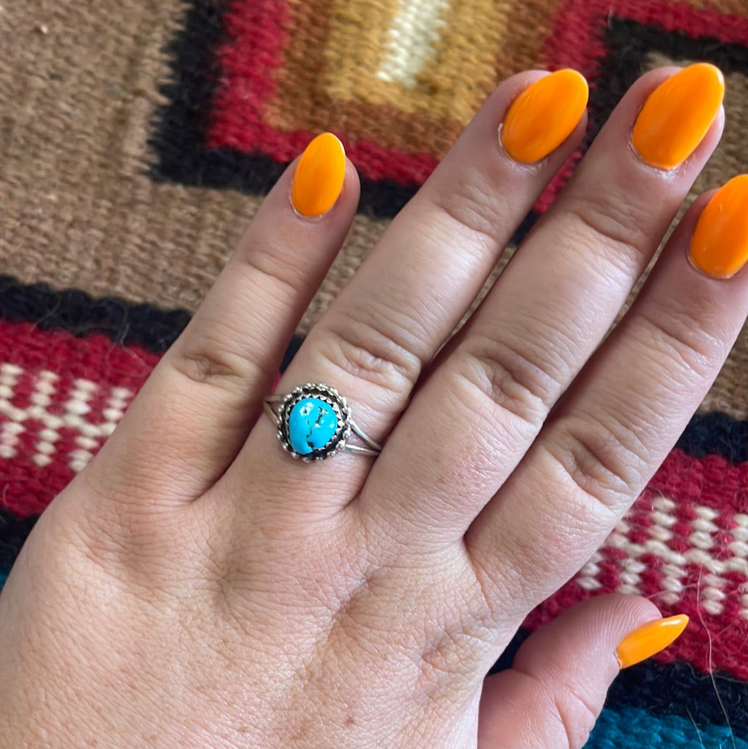 Navajo Single Stone Turquoise Sterling Silver Ring