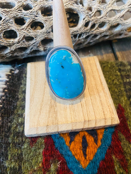 Handcrafted Gold Canyon Turquoise & Sterling Silver Adjustable Ring by Wydell Billie