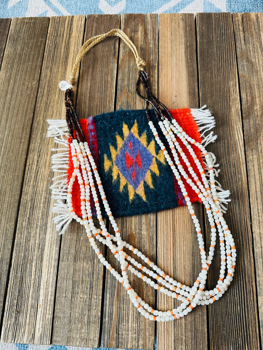 Handcrafted Mother of Pearl, Spiny & Heishi Beaded Necklace