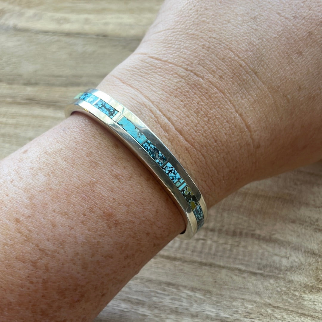 Handcrafted Handmade Sterling & Number 8 Turquoise Cuff