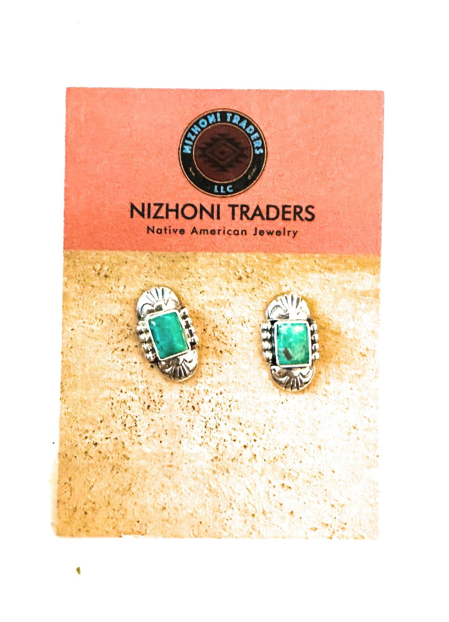 Navajo Turquoise & Sterling Silver Rectangle Stud Earrings