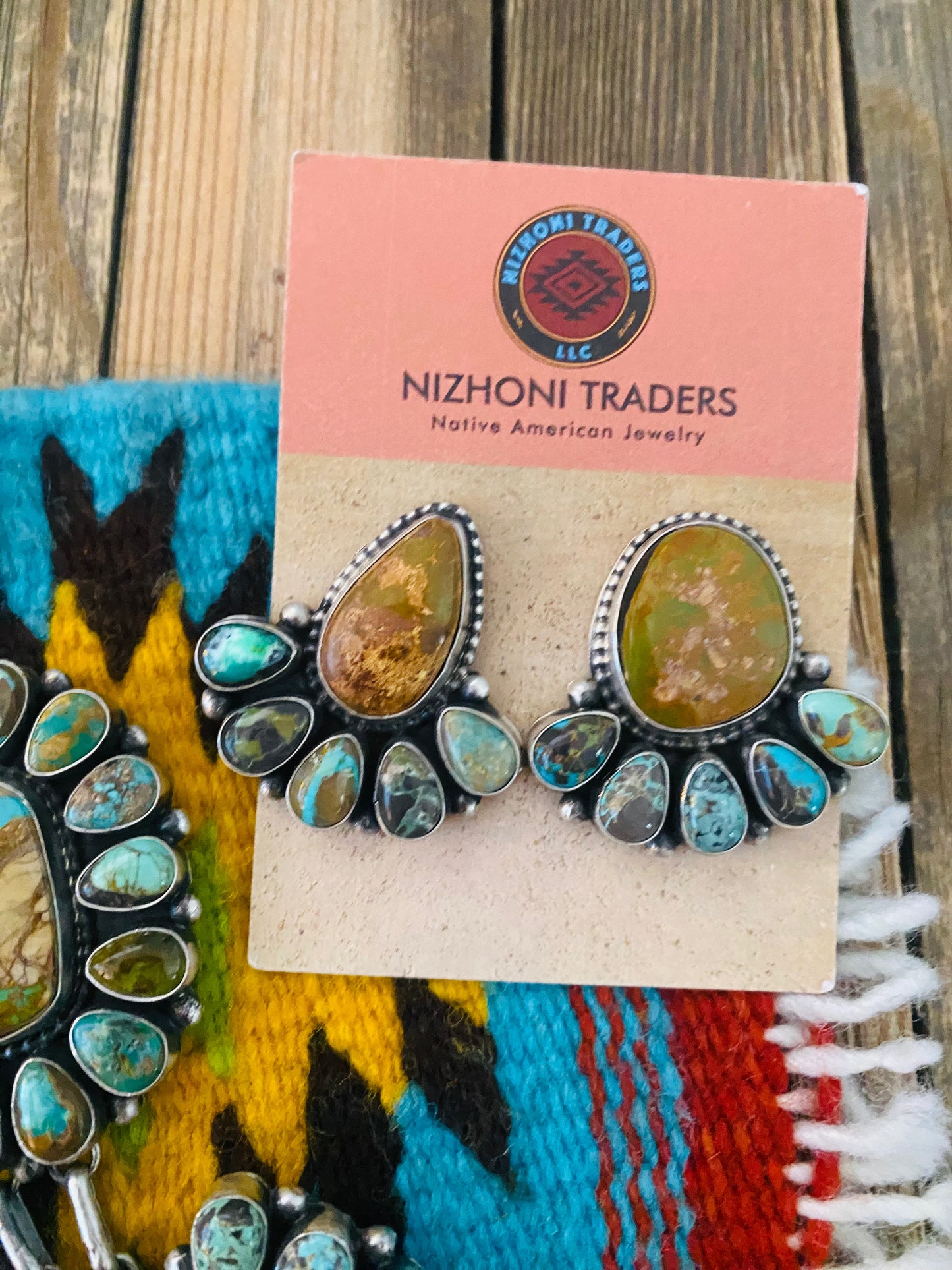 Stunning Handcrafted Sterling Silver & Royston Turquoise Necklace Set by Blaine Yellowhorse