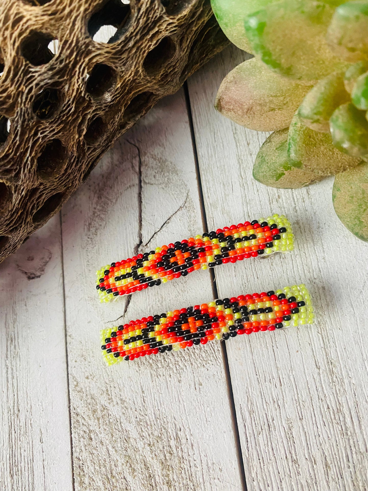 Handcrafted Handmade Beaded Barrette Set