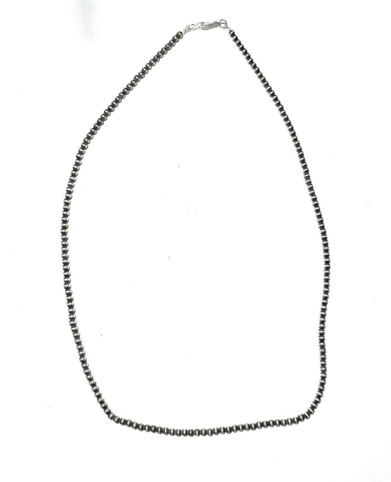 Handcrafted 3mm Sterling Silver Pearl Beaded Necklace