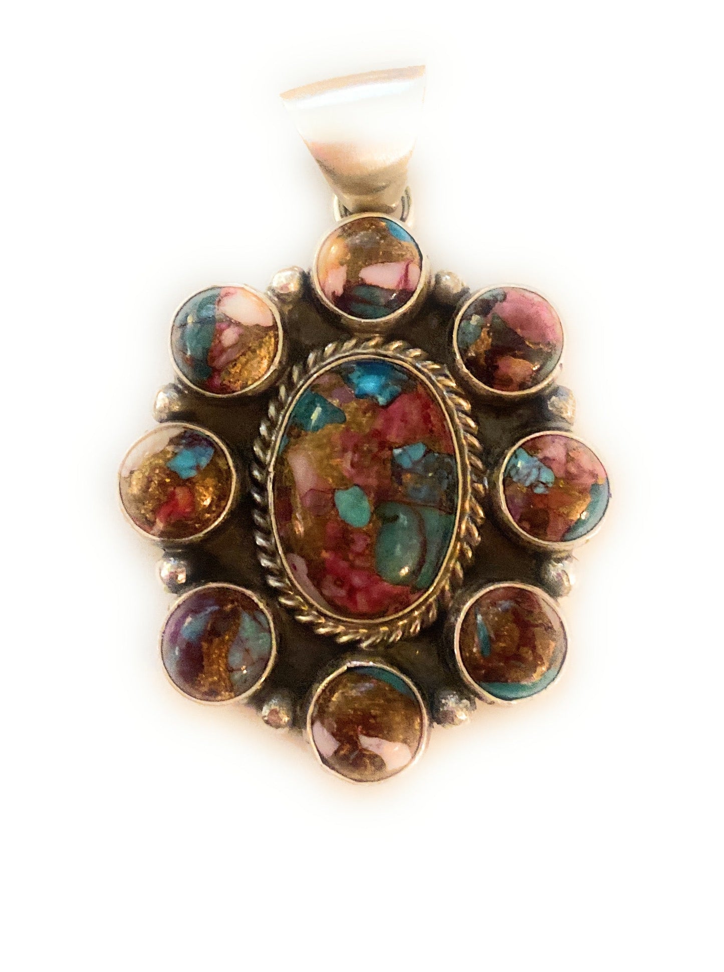 Handcrafted Pink Dream Mojave & Sterling Silver Cluster Pendant
