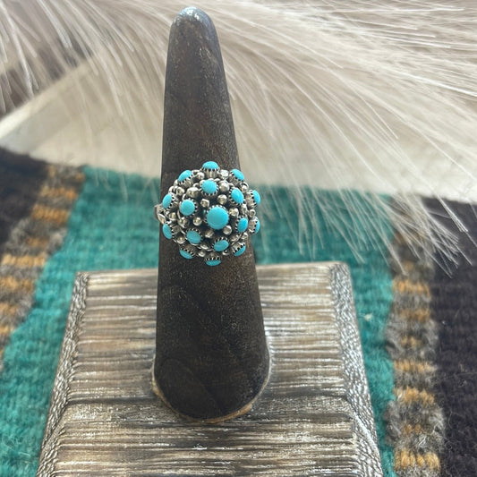 Handcrafted Sterling Silver & Turquoise Cluster Ring