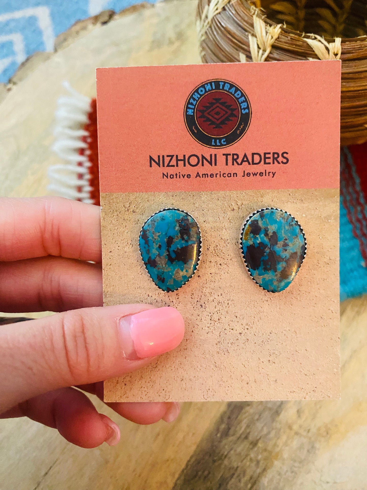 Navajo Turquoise & Sterling Silver Stud Earrings