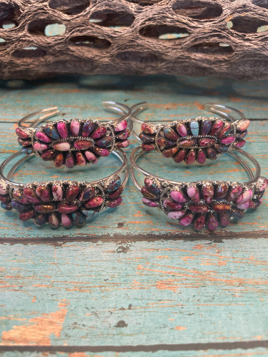 Handcrafted Purple Dream And Sterling Silver Cluster Bracelet Cuff by Juliana Williams