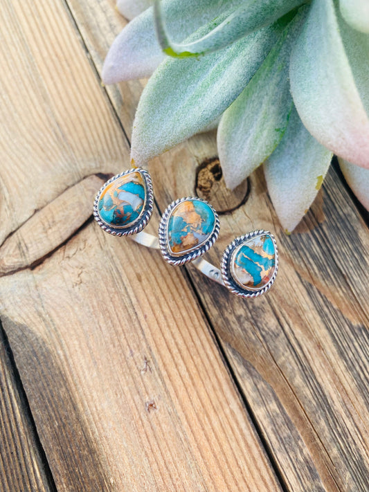 Handcrafted Multi Stone Spice & Sterling Silver Adjustable Ring