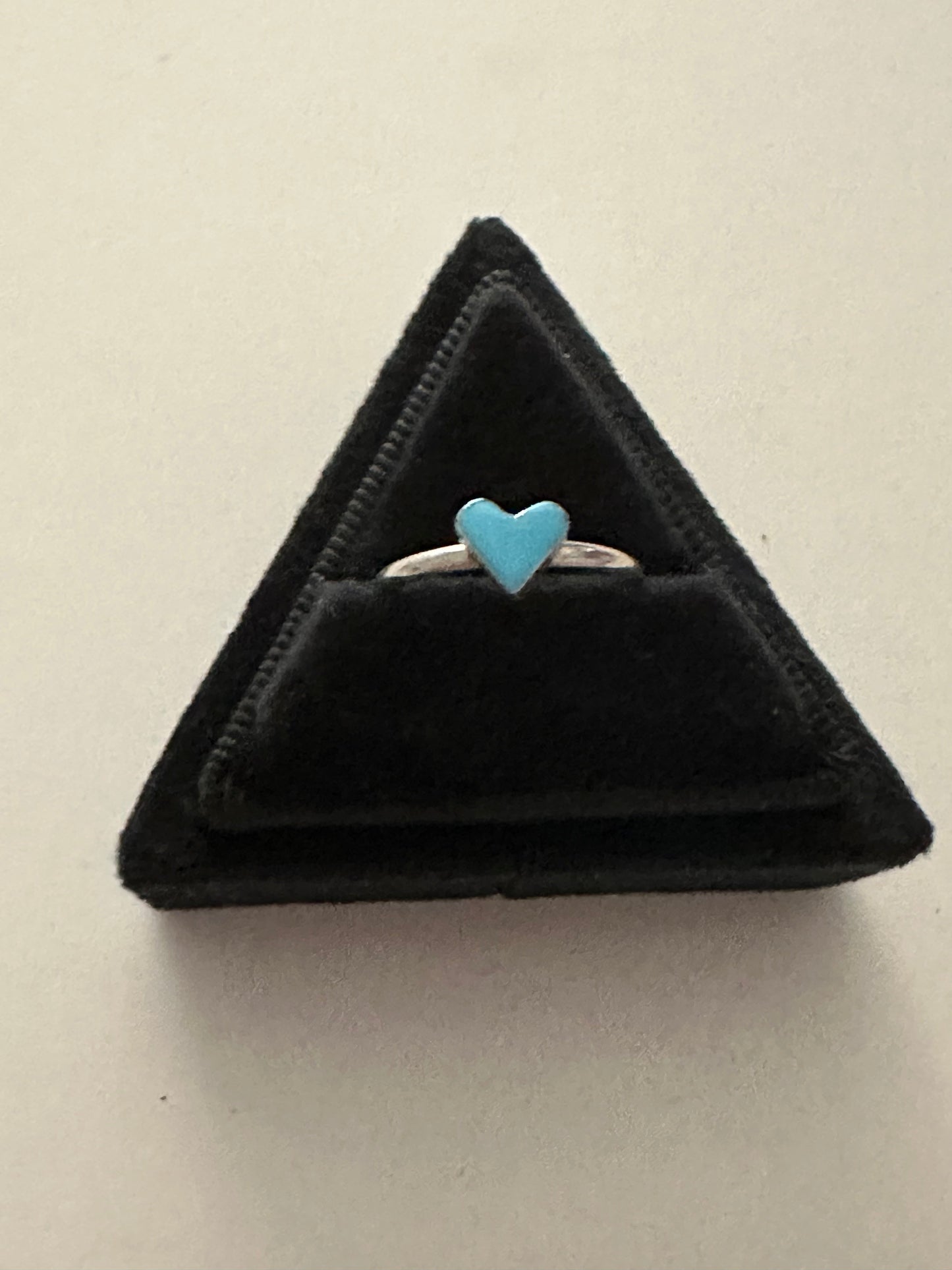 Handcrafted Turquoise & Stamped Sterling Silver Heart Ring