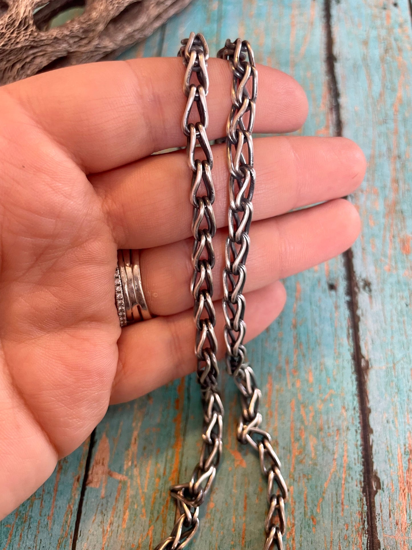 Handmade Navajo Sterling Silver Necklace 24 inch