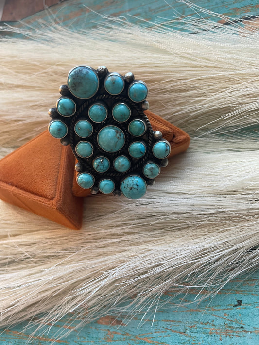 Handcrafted Sterling Silver & Turquoise Adjustable Ring