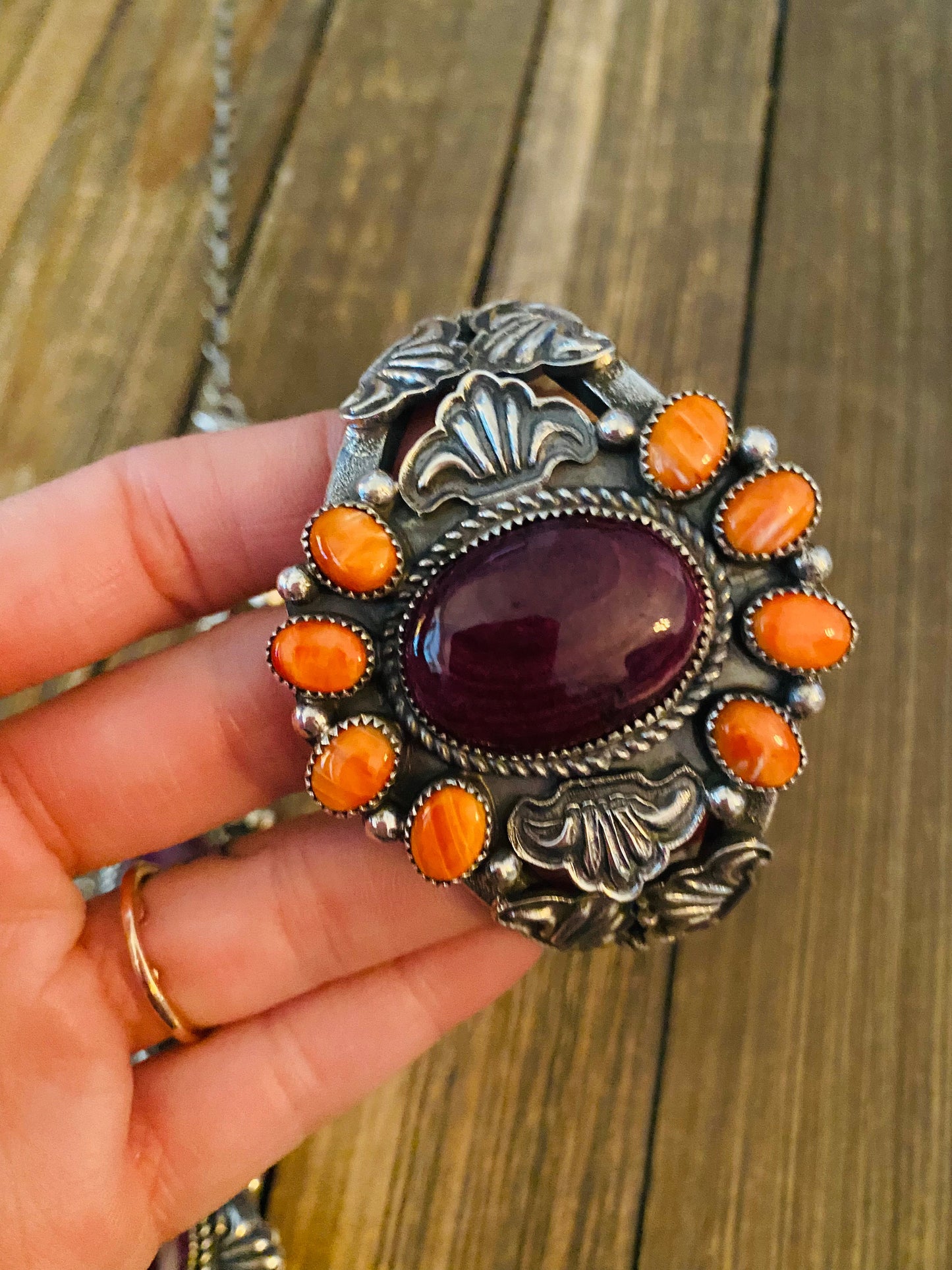 Handcrafted Multicolor Spiny And Sterling Silver 4 Piece Set by Kevin Billah