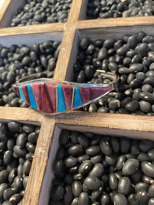 Handcrafted Sterling Silver, Spiny, & Turquoise Cuff Bracelet