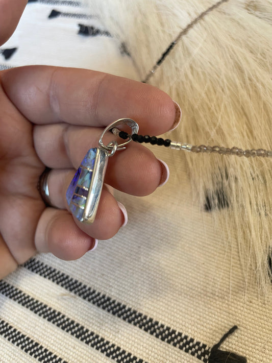 Handcrafted Sterling Silver & Blue Opal Inlay Pendant