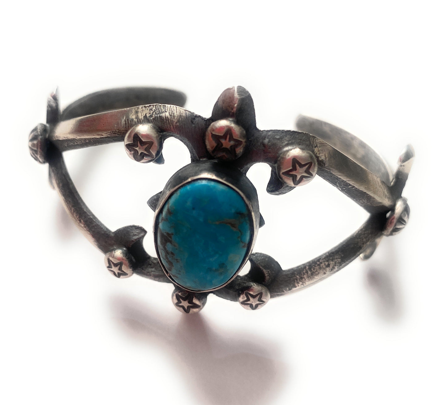 Navajo Turquoise & Sterling Silver Cuff Bracelet By Chimney Butte