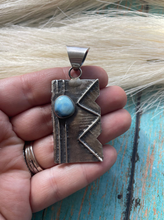 Handcrafted Golden Hills Turquoise & Sterling Silver Pendant