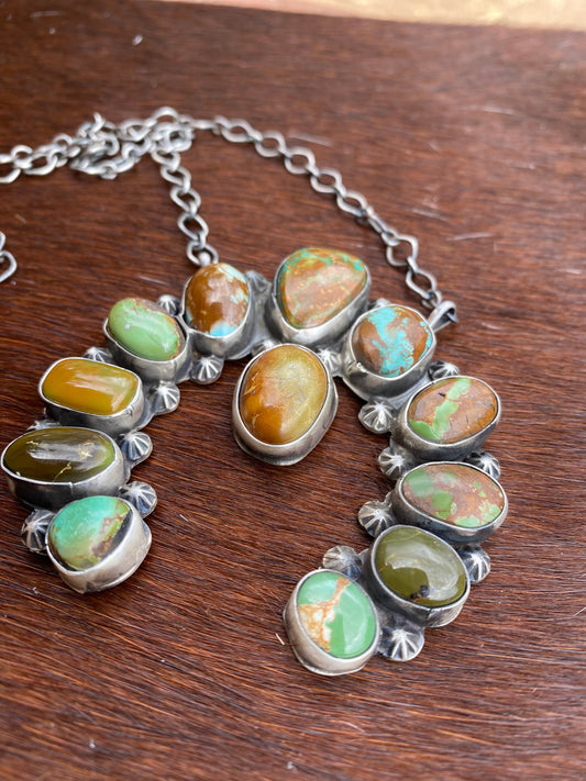 Royston Turquoise Naja Necklace By Bobby Johnson Signed