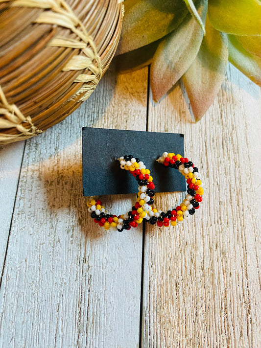 Handcrafted Handmade Beaded Hoop Earrings