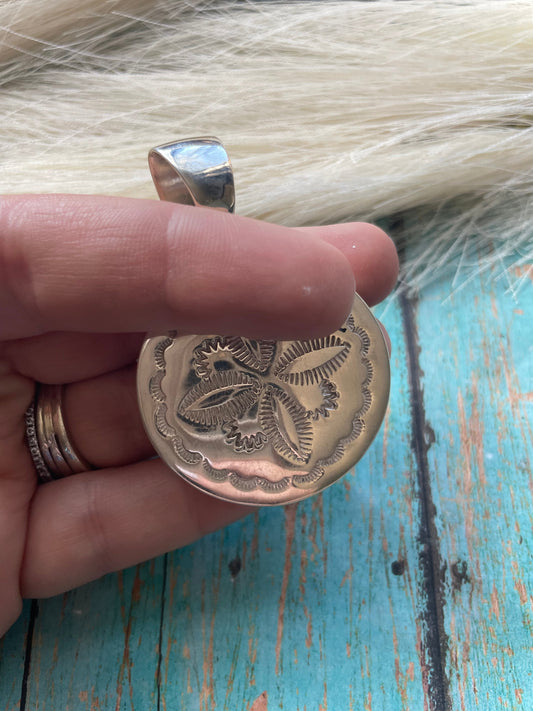 Handcrafted Multi Stone Inlay & Sterling Silver Circle Pendant