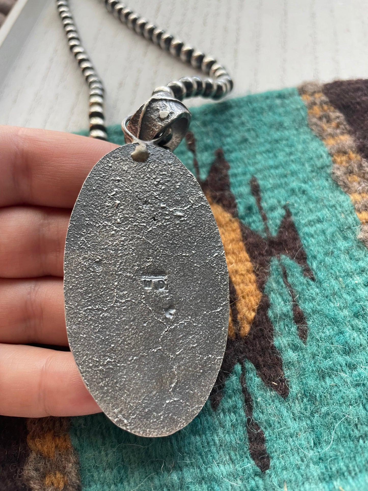 Handcrafted Mother of Pearl & Tufa Cast Butterfly Pendant Signed Wilson Davis