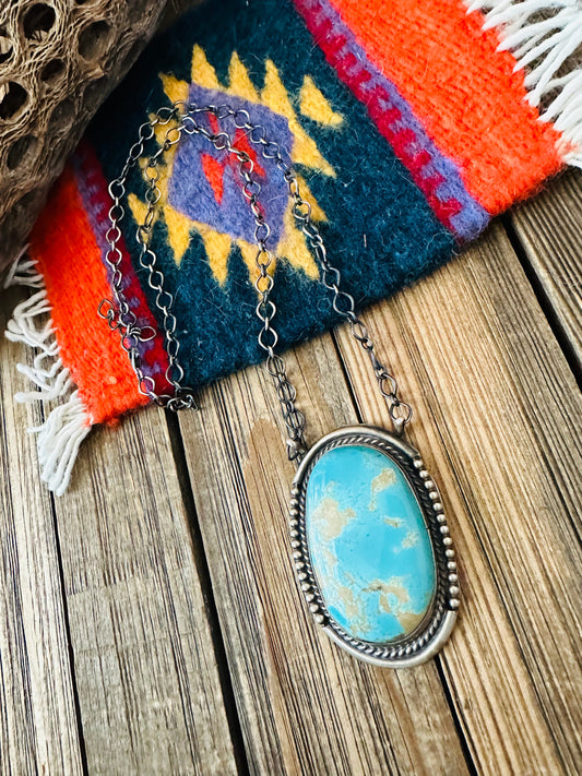 Handcrafted Sterling Silver & Kingman Turquoise Necklace