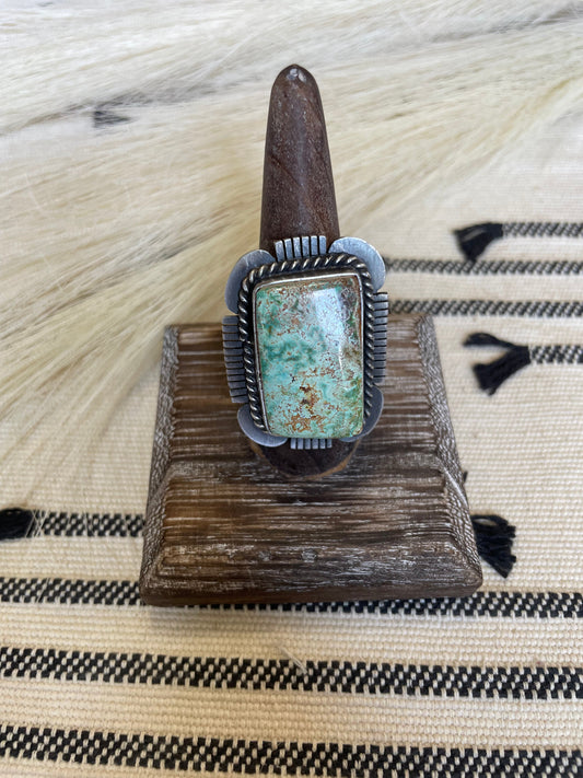 Handcrafted Turquoise & Sterling Silver Ring Size 10 Signed Russell Sam