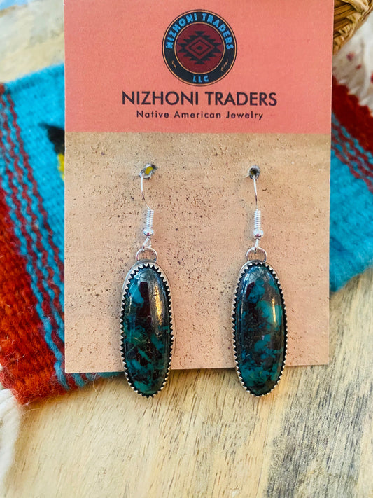 Handcrafted Turquoise & Sterling Silver Dangle Earrings