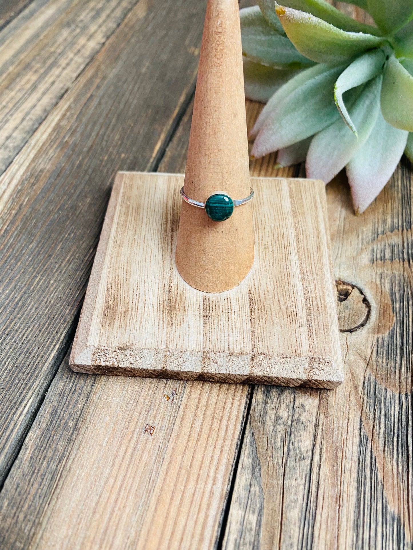 Handcrafted Malachite & Sterling Silver Ring