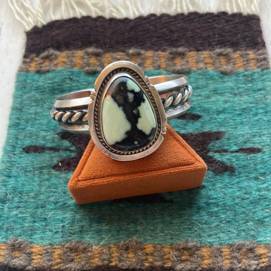 Beautiful Handcrafted New Lander Turquoise & Sterling Silver Cuff Bracelet Signed