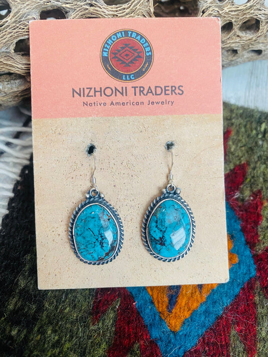 Handcrafted Turquoise & Sterling Silver Dangle Earrings