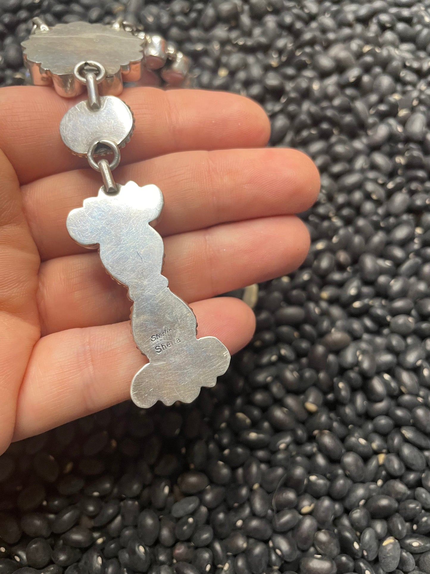 Handcrafted Queen Pink Conch Shell And Sterling Silver Necklace Earrings Set By Sheila Becenti