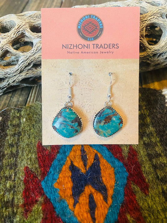 Handcrafted Turquoise & Sterling Silver Dangle Earrings