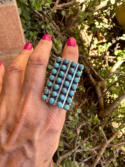 Handcrafted Sterling Silver & Kingman Turquoise Snake Eye Ring