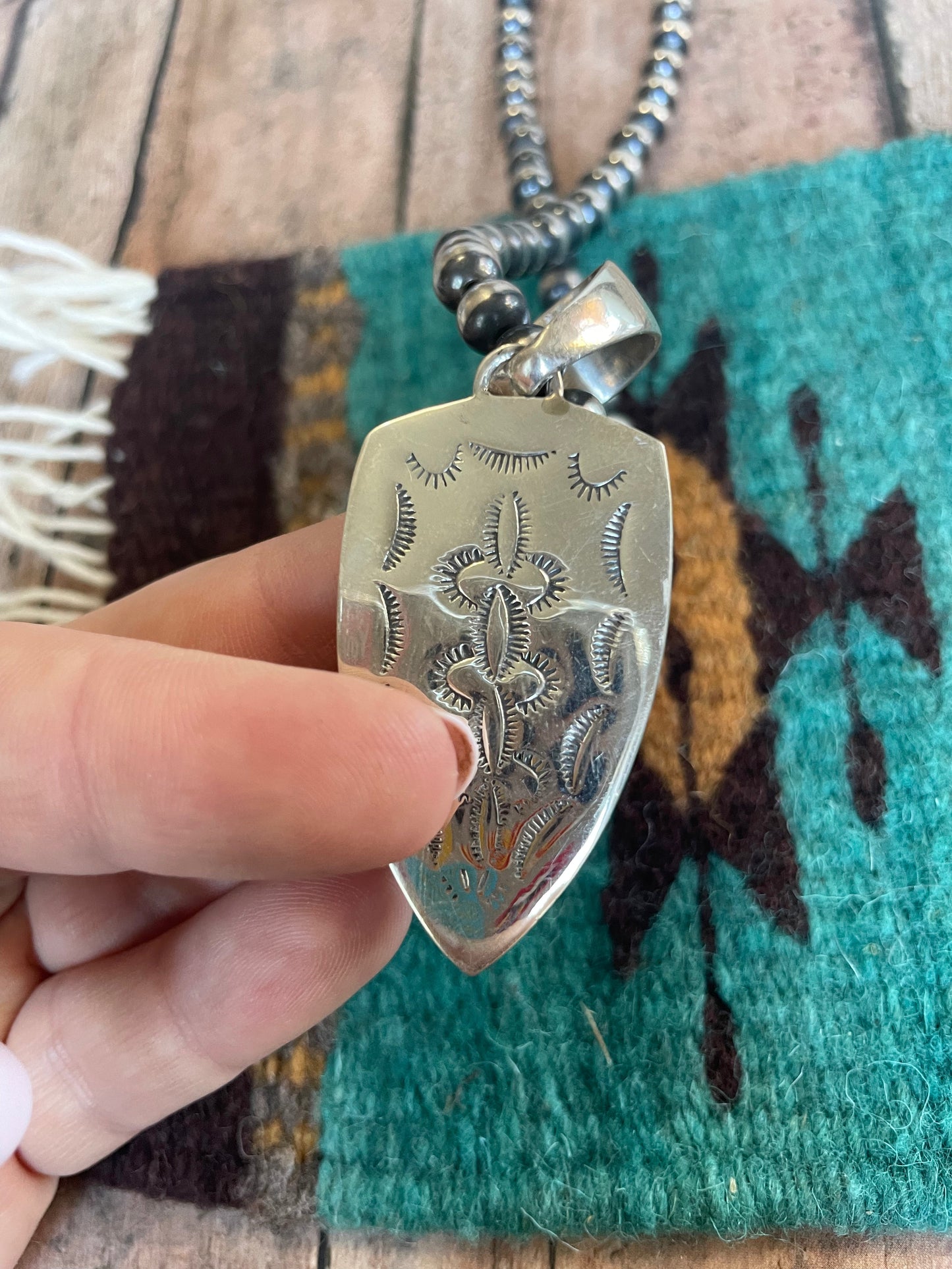 Handcrafted Multi Stone Inlay & Sterling Silver Pendant