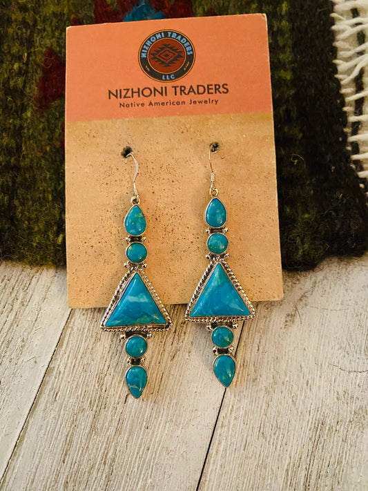 Handcrafted Turquoise & Sterling Silver Dangle Earrings