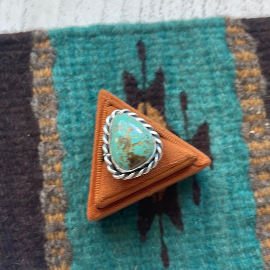 Handcrafted Turquoise Sterling Silver Ring Size 5.5 Signed