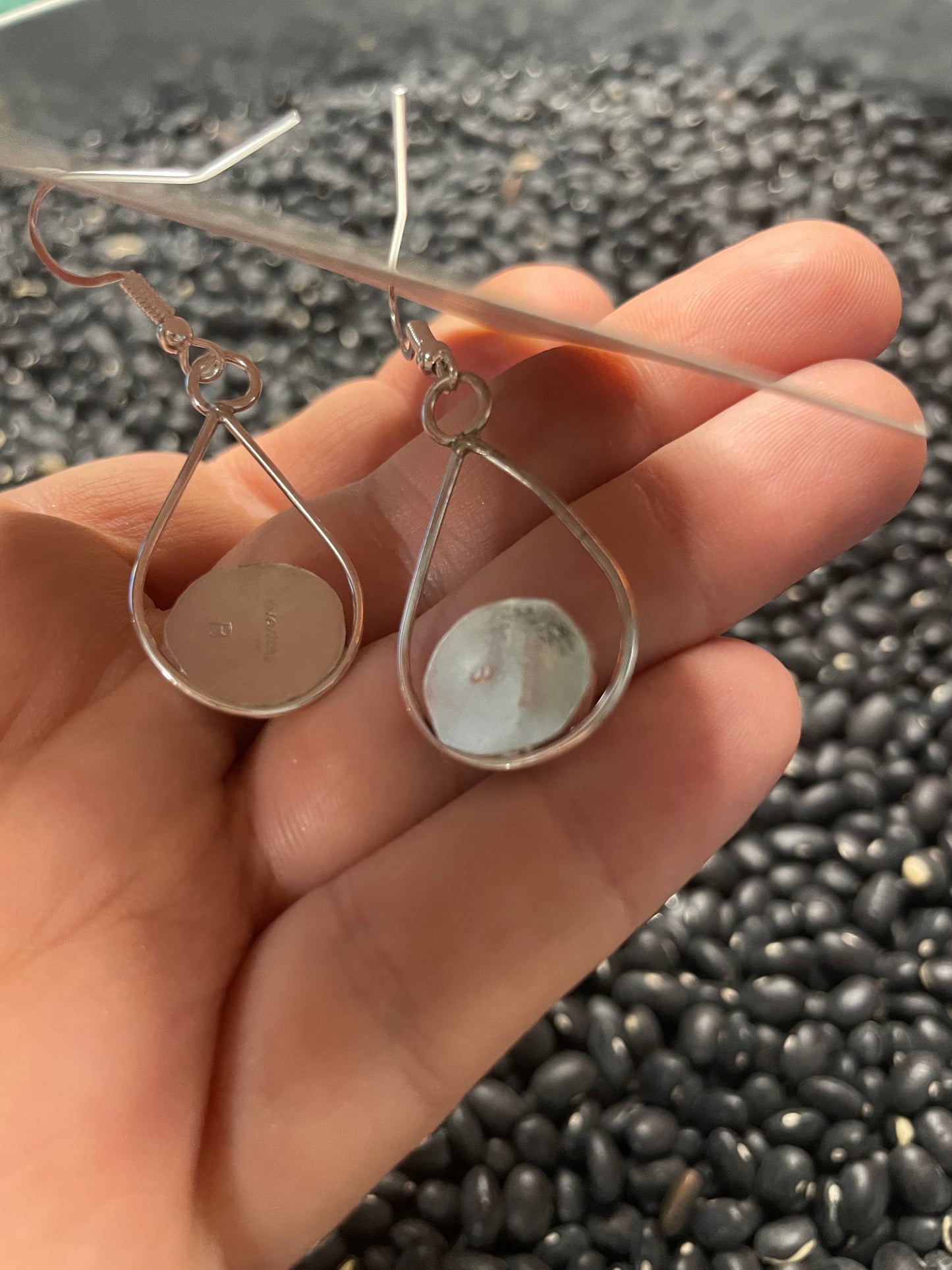 Navajo Pink Opal And Sterling Silver Dangle Earrings Signed Bryan Sandoval