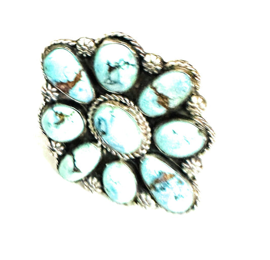 Handcrafted Sterling Silver & Golden Hills Turquoise Adjustable Ring